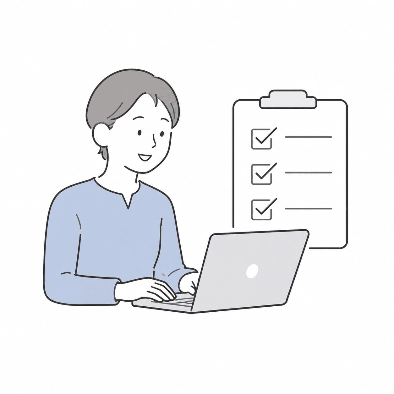 必要な項目を確認しながら整理するイラスト
