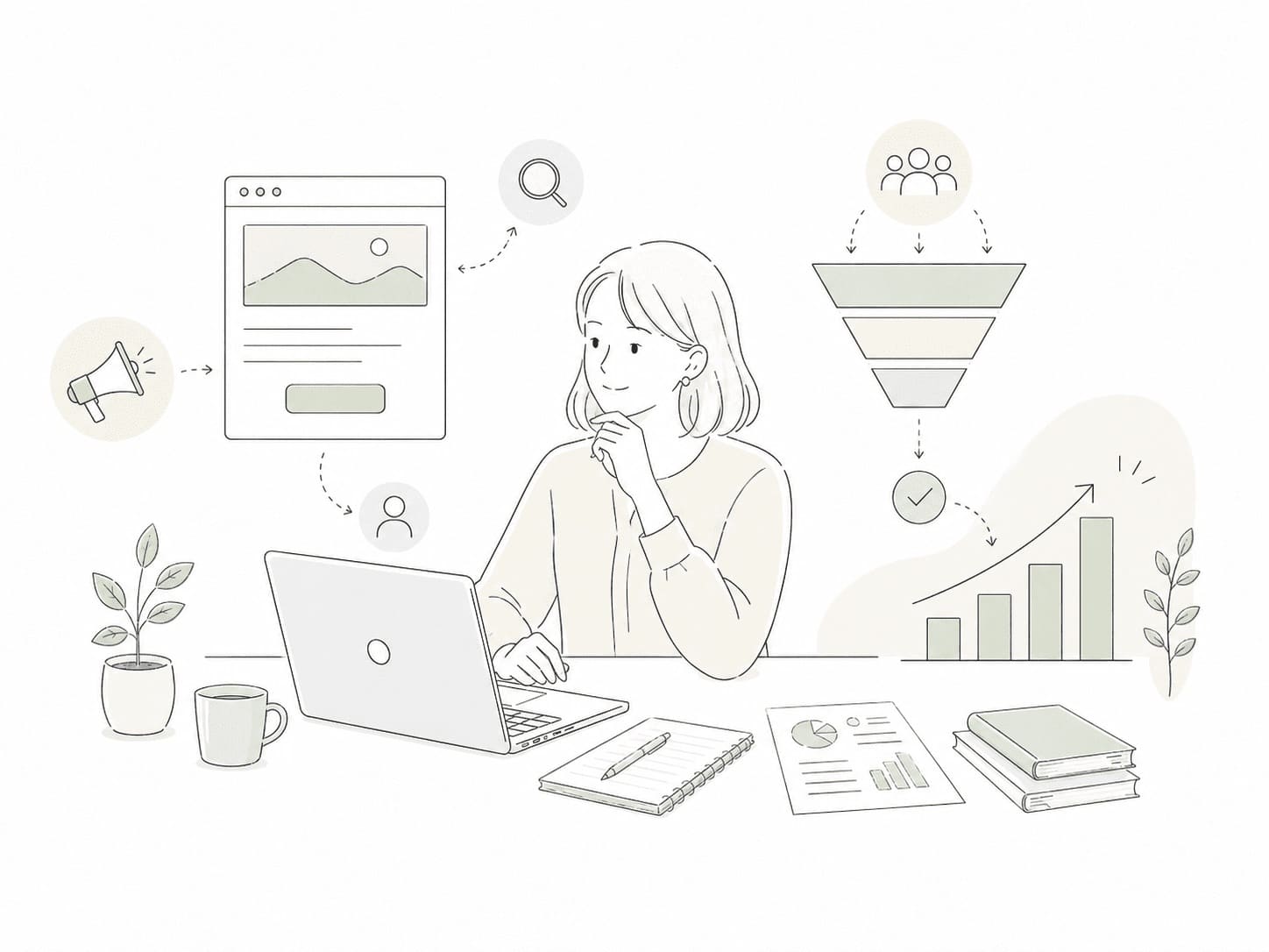 事業を成長させるための施策を考える挿絵