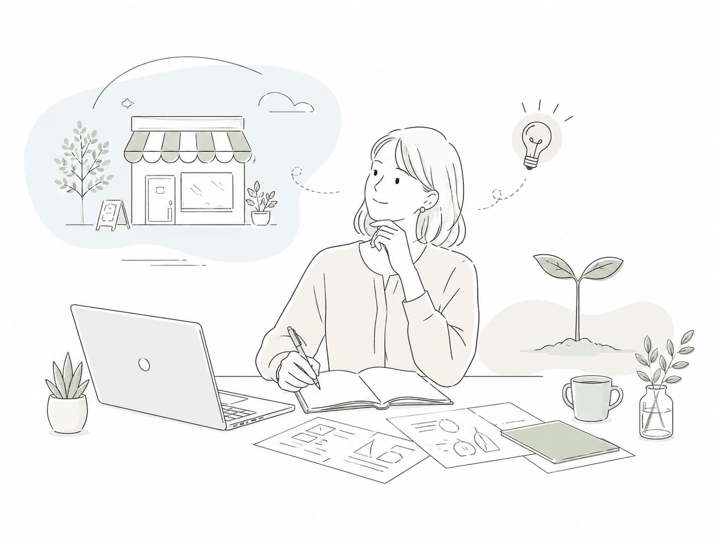 これから新しいことを始めるための構想を整理する挿絵